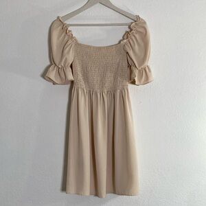 SHEIN Beige Puff Sleeve Dress